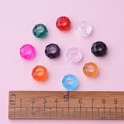 ガラスヨーロピアンビーズ  大穴ビーズ  多面カット  芯金がない  ロンデル  ミックスカラー  14x8mm  穴：5mm  10色  8個/カラー  80個/箱&nbsp;GPDL-JP0001-01