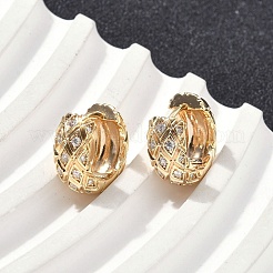 真鍮製クリアキュービックジルコニアの菱形フープピアス  18KGP本金メッキ  15x15.5x7mm&nbsp;EJEW-D320-04G