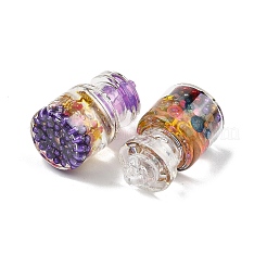 光るガラスとプラスチックのペンダント  ボトルチャーム  暗闇で光る  ミックスカラー  27x15mm  穴：1.8mm&nbsp;GLAA-G129-04