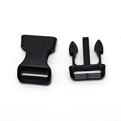 POMプラスチックサイドリリースバックル  サバイバルブレスレットの留め金  ブラック  45.5x28x10mm  穴：20.5x3mm&nbsp;KY-WH0026-17E