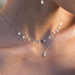 S925 Silver Zircon Water Drop Earrings Necklace Set Elegant Minimalist Jewelry for Daily Wear&nbsp;ZZ8208-2