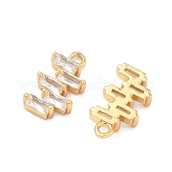 真鍮パヴェキュービックジルコニア長方形ジグザグチャーム  透明  18KGP本金メッキ  13.5x7.5x3mm  穴：1.4mm&nbsp;KK-A286-08G