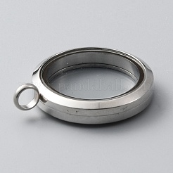 304 Stainless Steel Locket Pendants&nbsp;STAS-WH0044-13B-P
