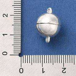 真鍮製マグネットクラスプ  カドミウムフリー＆ニッケルフリー＆鉛フリー  ラウンド  925銀メッキ  17x12mm  穴：1.4mm&nbsp;KK-K388-58S-A