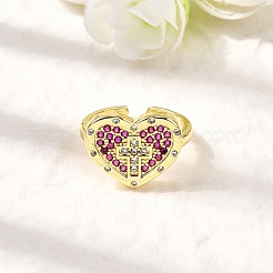 Brass Micro Pave Cubic Zirconia Cuff Rings for Women&nbsp;RJEW-F188-05G