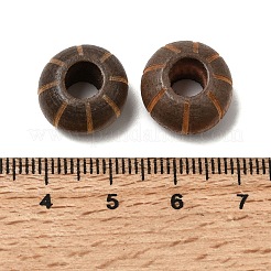木材ヨーロッパのビーズ  大穴ビーズ  染め  ロンデル  サドルブラウン  15.5x9mm  穴：6mm&nbsp;WOOD-A026-09