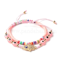 Handmade Polymer Clay Heishi Beads Stretch Bracelets Set&nbsp;BJEW-JB07349