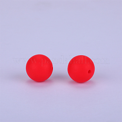 丸いシリコン焦点ビーズ  レッド  15mm  穴：2mm&nbsp;SI-JX0046A-90