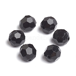 不透明なアクリルビーズ  多面カットラウンド  ブラック  サイズ：直径約14mm  穴：2mm  約340個/500g&nbsp;PAB14mmY-1