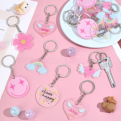 12Pcs 6 Style Acrylic Keychains&nbsp;KEYC-HY0001-40
