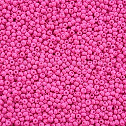 12/0 FGBグレードAラウンドガラスシードビーズ  焼き付け塗料  パールピンク  2.3x1.5mm  穴：1mm  約48500個/ポンド&nbsp;SEED-N001-A-1044