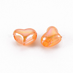 模造ゼリーアクリルビーズ  ABカラーメッキ  ハート  ミックスカラー  9x11.5x7.5mm  穴：2.5mm  約635個/500g&nbsp;TACR-S154-43E