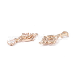 真鍮マイクロパヴェクリアキュービックジルコニアペンダント  羽付きネット/ウェブ  ライトゴールド  28x11.5x3mm  穴：1.4mm&nbsp;KK-K259-05LCG