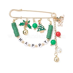 Christmas Themed Alloy Enamel & Acrylic & Polymer Clay Pendant Brooches&nbsp;JEWB-TA00023-01