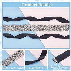 Rhinestone Flower Bridal Belt for Wedding Dress&nbsp;AJEW-WH0515-23A
