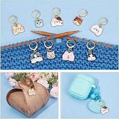 Alloy Enamel Cat Charm Locking Stitch Markers&nbsp;HJEW-AB00539