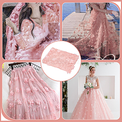 Flower Pattern Polyester Mesh Fabric&nbsp;DIY-WH0581-15