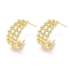 真鍮製スタンドピアス  ハーフフープピアス  ゴールドカラー  22x23x6.5mm&nbsp;KK-CBAD851-35G