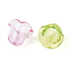 透明なアクリルビーズキャップ  花  ミックスカラー  14~14.5x17.5~18mm  穴：2mm&nbsp;OACR-N146-02