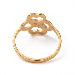 Ion Plating(IP) 201 Stainless Steel Hollow Flower Finger Ring for Women&nbsp;RJEW-J051-13G