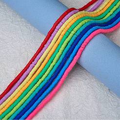 10 Strands 10 Colors Flat Round Handmade Polymer Clay Beads&nbsp;CLAY-SZ0002-04B