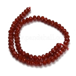 天然石カーネリアンビーズ連売り  染め＆加熱  多面カット  ロンデル  8x5.5mm  穴：1.2mm  約69個/連  15.16''（38.5センチメートル）&nbsp;G-Z111-A10