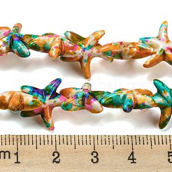 スプレープリント合成ターコイズビーズ連売り  ヒトデ  フクシア  15.5x14.5x5mm  穴：1.2mm  約38個/連  14.76~15.16''（37.5~38.5センチメートル）&nbsp;G-E617-A01-01