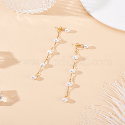1 Pair 304 Stainless Steel Plastic Pearl Dangle Stud Earrings&nbsp;EJEW-LP0007-068