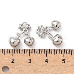 真鍮製マイクロパヴェキュービックジルコニアペンダント  さくらんぼのチャーム  プラチナ  16x16x5.5mm  穴：1.6mm&nbsp;KK-L260-05P