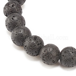 Natural Lava Rock & Synthetic Hematite Stretch Bracelet&nbsp;BJEW-JB08323-02