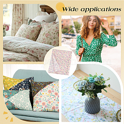 Flower Printed Cotton Fabric for Garments & Crafts&nbsp;DIY-WH0622-781F