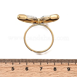 304 Stainless Steel Micro Pave Cubic Zirconia Finger Rings for Women&nbsp;RJEW-A100-01G
