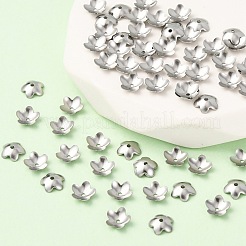 変色防止5枚花びら201ステンレススチールフラワービーズキャップ  ステンレス鋼色  6x2mm  穴：0.7mm&nbsp;STAS-N027-02
