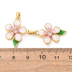 Brass Micro Pave Clear Cubic Zirconia Pendants&nbsp;KK-A304-14G