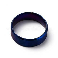 201ステンレススチール製ワイドバンド指輪（女性・男性用）  プレーンバンドリング  ブルー  8mm  内径：usサイズ11 3/4（21.3mm）&nbsp;RJEW-WH0009-13G-BU