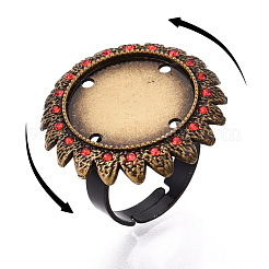 Adjustable Alloy & Iron & Rhinestone Bezel Cup Ring Base with Rotatable Tray&nbsp;MAK-T012-15AB