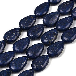 合成ハウライト模造ラピスラズリビーズ連売り  ティアドロップ  染め  ブルー  25x16~18x8~9mm  穴：1.2mm  約16個/連  15.16''（38.5センチメートル）&nbsp;G-S393-14A-18x25