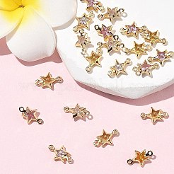 シェグレース 真鍮 パヴェ キュービックジルコニア スターコネクターチャーム  カドミウムフリー＆ニッケルフリー＆鉛フリー  長持ちメッキ  18KGP本金メッキ  ミックスカラー  11x7x3mm  穴：0.9mm＆1mm&nbsp;XGRQ2O760-441G