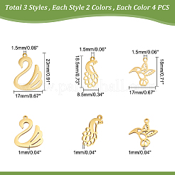 24Pcs 6 Style 201 Stainless Steel Charms&nbsp;STAS-DC0008-61