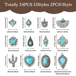24Pcs 12 Styles Synthetic Turquoise Pendants&nbsp;FIND-TA0001-79