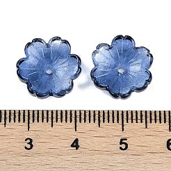 透明スプレーペイントガラスビーズ  花  藤紫色  14x14x5mm  穴：1.5mm&nbsp;X1-GLAA-H035-04D