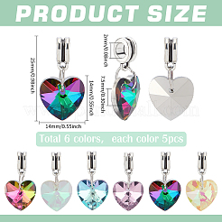 30Pcs 6 Colors Electroplated Glass European Dangle Charms&nbsp;PALLOY-PH01830