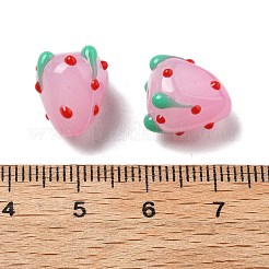 透明なガラスの凹凸のあるビーズ  苺  エナメル  パールピンク  13x10.5~11mm  穴：1.2mm&nbsp;LAMP-V001-03