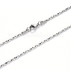 変色しない304ステンレススチールボストンリンクチェーンネックレス  カニカン付き  ステンレス鋼色  19.68インチ（50cm）x0.8mm&nbsp;NJEW-S420-006A-P