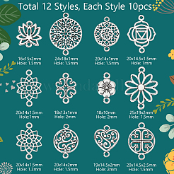 120Pcs 12 Styles Tibetan Style Alloy Connector Charms&nbsp;FIND-PH0020-07