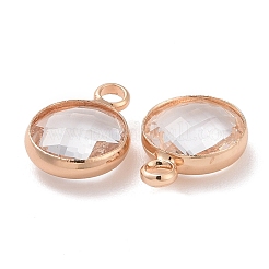 Golden Tone Brass Glass Flat Round Charms&nbsp;GLAA-M003-A-21G