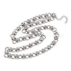 8mm 304ステンレススチールテクスチャリングリンクチェーンネックレス  変色しない  ステンレス鋼色  18.15インチ（46.1cm）&nbsp;NJEW-Z105-04P-03