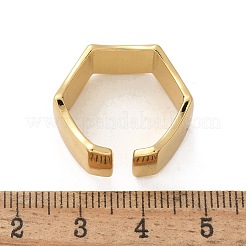 真鍮製カフリング  カドミウムフリー＆鉛フリー  六角  18KGP本金メッキ  10mm  内径: 調節可能&nbsp;RJEW-C120-13G