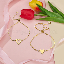 2Pcs 2 Styles Stainless Steel Cable Chain Slider Bracelets for Women&nbsp;BJEW-GO0002-22