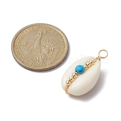 7Pcs Natural Cowrie Shell Copper Wire Wrapped Pendants&nbsp;PALLOY-JF02278